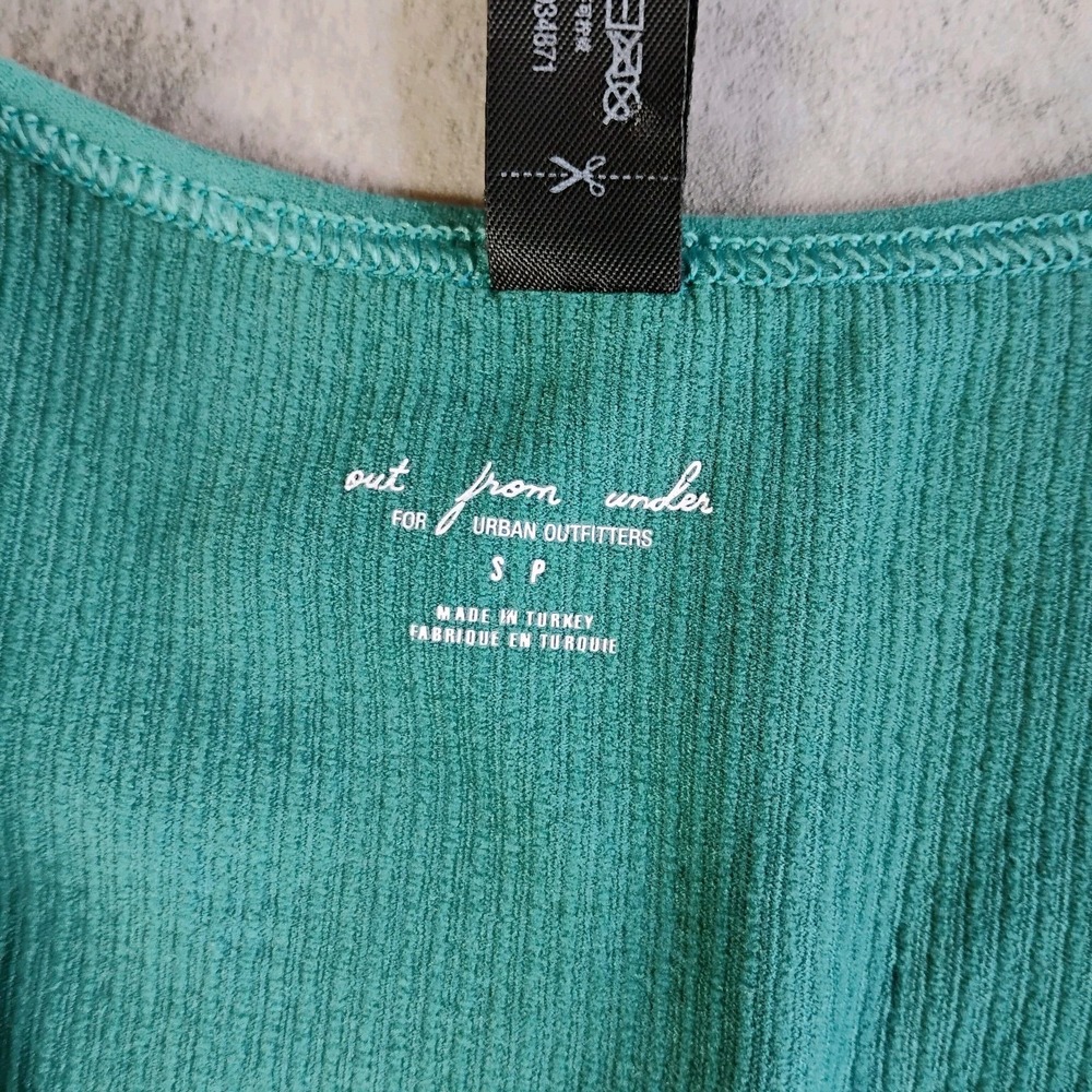 Out From Under Urban Outfitters Deep V Ribbed Vest Top Turquoise Crop Size S - Picture 5 of 8